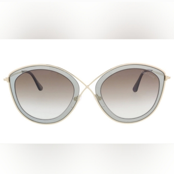 Tom Ford Pale Gold Tone/ Brown Gradient TF605 India 02 Butterfly Sunglasses main image 11